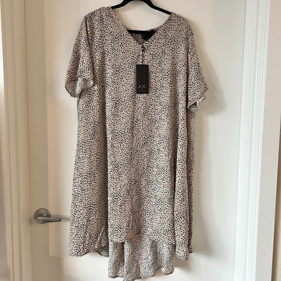 AX Paris Leopard Print Sheath Knee Length Hi Lo Dress US Size 14 NWT - Picture 1 of 7